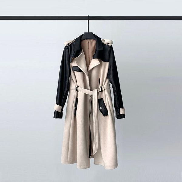 style windbreaker leather jacket women mid-length sheepskin cashmere belted casual women's & faux, Black
style windbreaker leather jacket women mid-length sheepskin cashmere belted casual women's & faux, Black