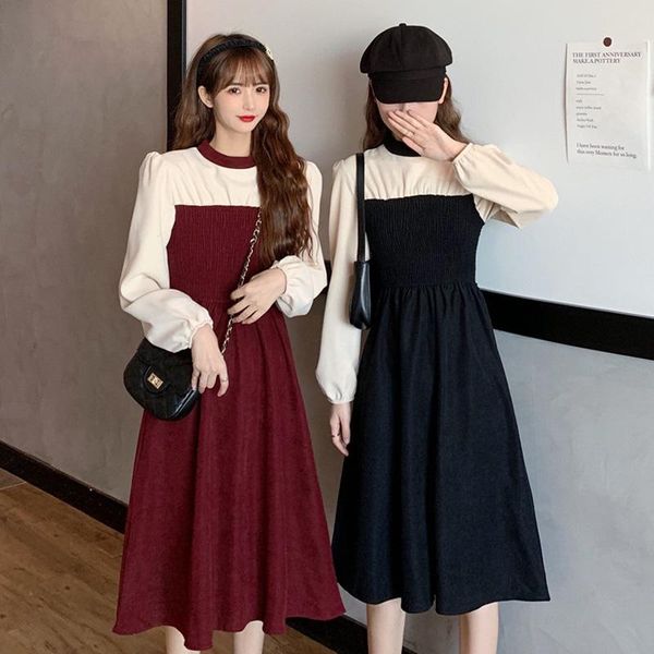 casual dresses elelgant slim waist pleated women 2021 autumn sweet hit color all-match o-neck long sleeve vestidos de mujer, Black;gray
casual dresses elelgant slim waist pleated women 2021 autumn sweet hit color all-match o-neck long sleeve vestidos de mujer, Black;gray