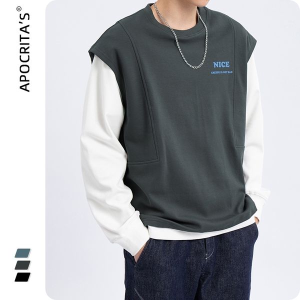 fake two-piece sweater 2021 autumn winter youth tide brand loose and simple casual wear round neck cotton top, Black
fake two-piece sweater 2021 autumn winter youth tide brand loose and simple casual wear round neck cotton top, Black