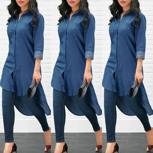women's blouses & shirts fashion sleeve loose blouse lady casual jean women denim blue shirt long summer autumn, White
women's blouses & shirts fashion sleeve loose blouse lady casual jean women denim blue shirt long summer autumn, White