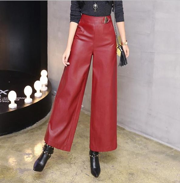 women's pants & capris 2021 autumn leather women female red black faux trousers woman fashion loose pu wide leg w778, Black;white
women's pants & capris 2021 autumn leather women female red black faux trousers woman fashion loose pu wide leg w778, Black;white