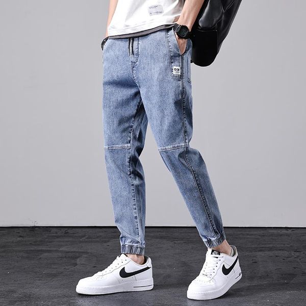 men's spring thin nine-point fashion casual slim jeans comfortable soft simple personality stitching design youth pants, Blue
men's spring thin nine-point fashion casual slim jeans comfortable soft simple personality stitching design youth pants, Blue