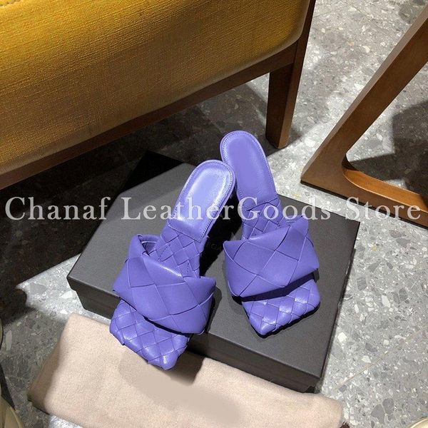 sandals 2021 summer designers weave square toe slippers heels strange style gladiator women sandal slides shoes purple, Black 
sandals 2021 summer designers weave square toe slippers heels strange style gladiator women sandal slides shoes purple, Black