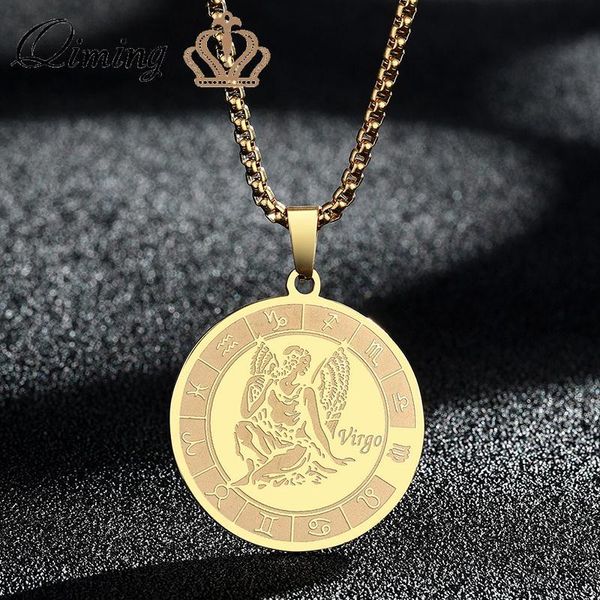 pendant necklaces 12 constellation virgo necklace for women zodiac sign gold stainless steel jewelry charm, Silver
pendant necklaces 12 constellation virgo necklace for women zodiac sign gold stainless steel jewelry charm, Silver