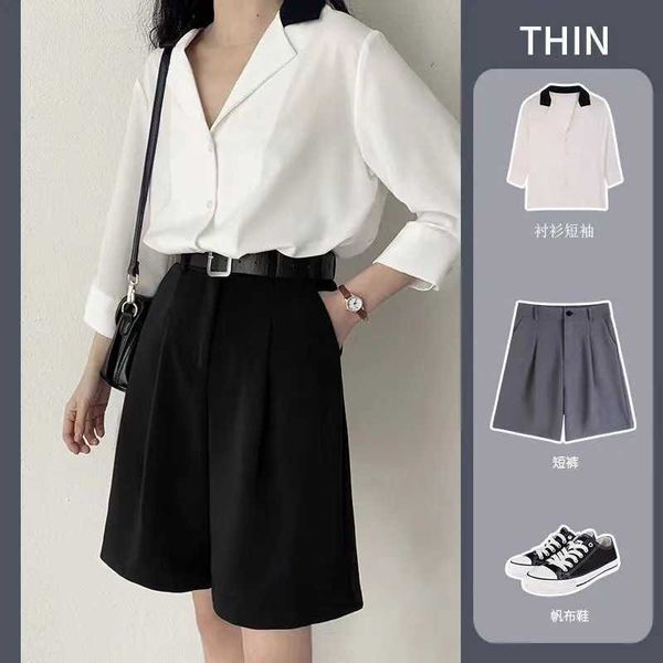 suit shorts women's summer high waist 2021 thin loose capris straight hong kong style a-line casual pants, Black;white
suit shorts women's summer high waist 2021 thin loose capris straight hong kong style a-line casual pants, Black;white