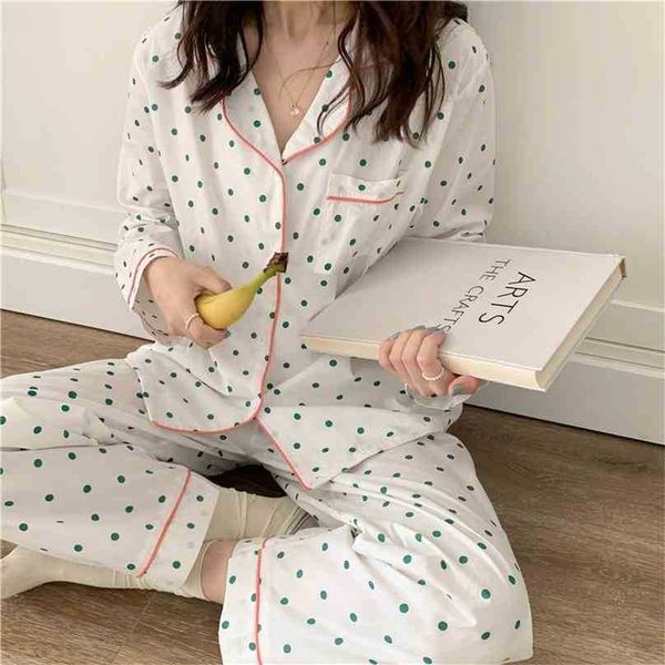 retro pot dot cute sweet pajamas nightwear soft sleepwear women home chic loose vintage two piece suit sets 210525, Black;red
retro pot dot cute sweet pajamas nightwear soft sleepwear women home chic loose vintage two piece suit sets 210525, Black;red