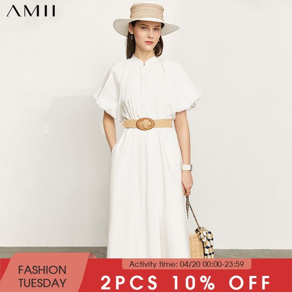 Amii Minimalism Summer Womens Dress Vintage 100%Cotton Stand Collar Belt Puff Sleeve Calf-length Aline Womens Dress 12140497, Beige
Amii Minimalism Summer Womens Dress Vintage 100%Cotton Stand Collar Belt Puff Sleeve Calf-length Aline Womens Dress 12140497, Beige