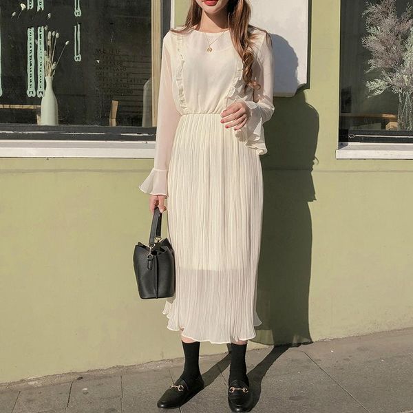 casual dresses goohojio elegant o-neck ruffles women dress chiffon flare-sleeve elastic waist female 2021 spring summer vestidos femme, Black;gray
casual dresses goohojio elegant o-neck ruffles women dress chiffon flare-sleeve elastic waist female 2021 spring summer vestidos femme, Black;gray
