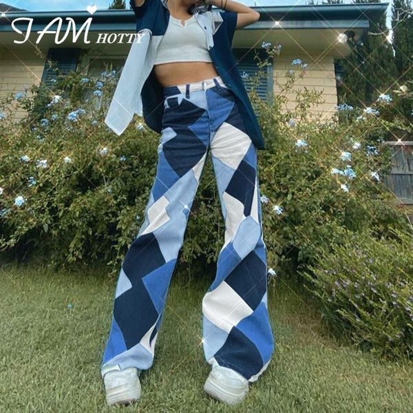 women's jeans vintage fashion argyle plaid printed oversize y2k women high waist wide leg streetwear denim trousers 2021iamty, Blue
women's jeans vintage fashion argyle plaid printed oversize y2k women high waist wide leg streetwear denim trousers 2021iamty, Blue