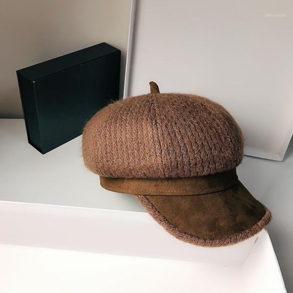 berets wool knitted japanese octagonal hat women's korean versatile sboy painter's autumn winter british retro bailey, Blue;gray
berets wool knitted japanese octagonal hat women's korean versatile sboy painter's autumn winter british retro bailey, Blue;gray