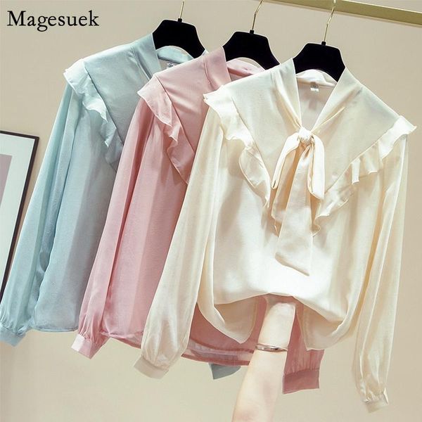women's blouses & shirts korean ruffles vintage chiffon blouse women long sleeve office casual blusas mujer 11594, White
women's blouses & shirts korean ruffles vintage chiffon blouse women long sleeve office casual blusas mujer 11594, White