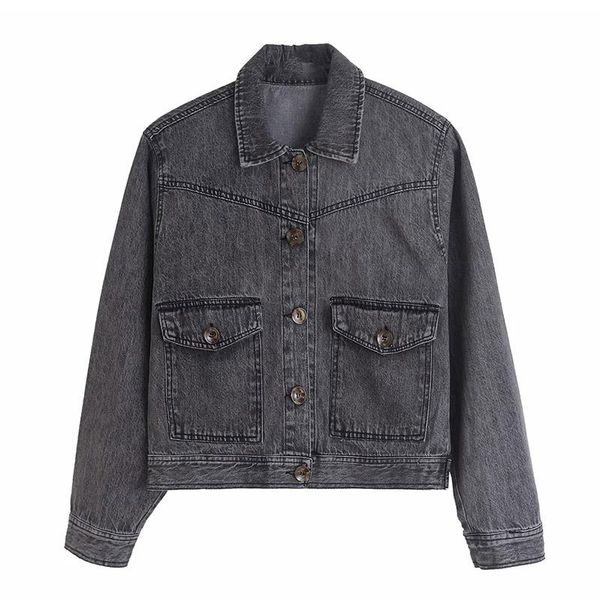 turn down collar vintage cotton jeans coat long sleeve pockets outerwear short women fashion gray denim jacket women's jackets, Black;brown
turn down collar vintage cotton jeans coat long sleeve pockets outerwear short women fashion gray denim jacket women's jackets, Black;brown