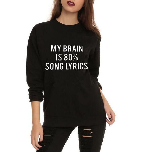 women's hoodies & sweatshirts sudaderas mujer autumn my brain is 80% song lyrics printed harajuku clothes, Black
women's hoodies & sweatshirts sudaderas mujer autumn my brain is 80% song lyrics printed harajuku clothes, Black