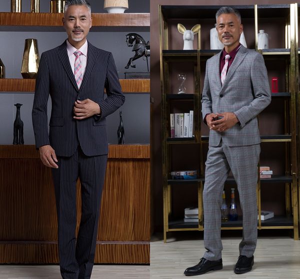 new strip plaid wedding groom tuxedos black grey peak lapel groomsmen men's dinner business suits (jacket+pants) su0120, Black;gray
new strip plaid wedding groom tuxedos black grey peak lapel groomsmen men's dinner business suits (jacket+pants) su0120, Black;gray