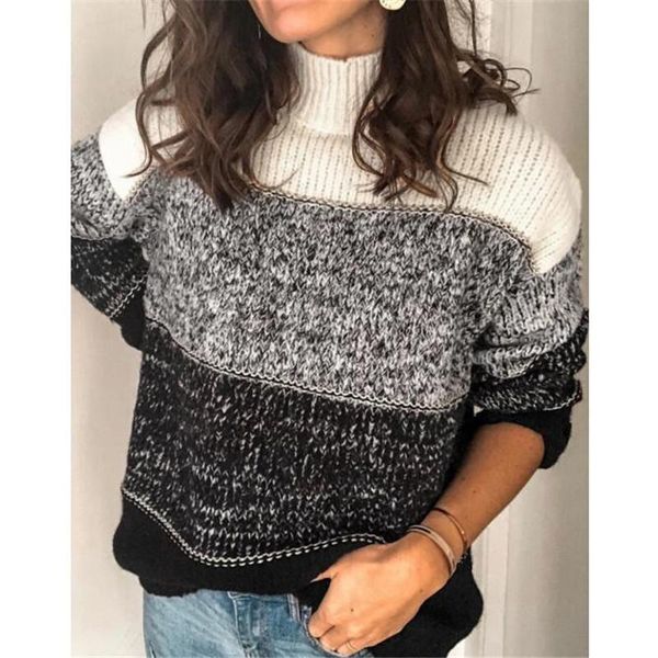 women's sweaters women high collar warm autumn winter long sleeves loose casual wear female color block knitted femme sweater, White;black
women's sweaters women high collar warm autumn winter long sleeves loose casual wear female color block knitted femme sweater, White;black