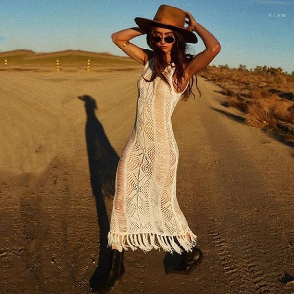 women's swimwear knitted beach cover up crochet pareo swimsuit bathing suit ups tassel long dress robe de plage #q493, White;black
women's swimwear knitted beach cover up crochet pareo swimsuit bathing suit ups tassel long dress robe de plage #q493, White;black