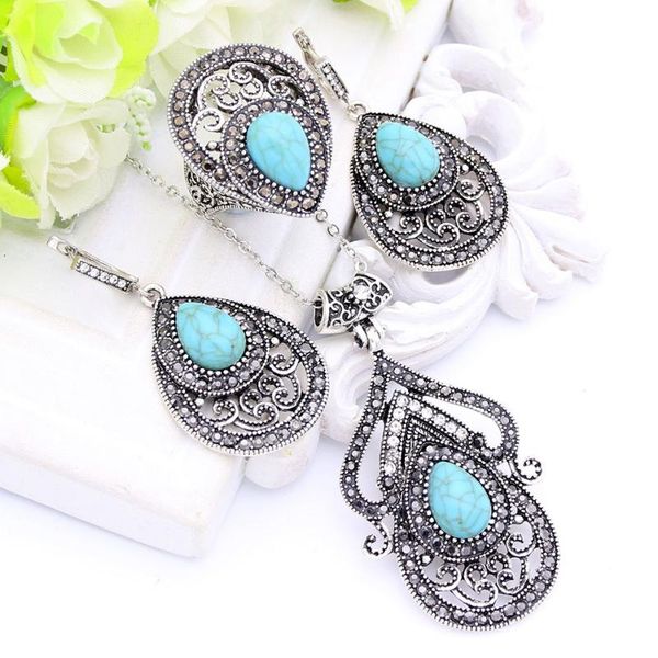 earrings & necklace exquisite women green stone jewelry sets hollow flower hook earring ring antique color arabesque ethnic, Silver
earrings & necklace exquisite women green stone jewelry sets hollow flower hook earring ring antique color arabesque ethnic, Silver