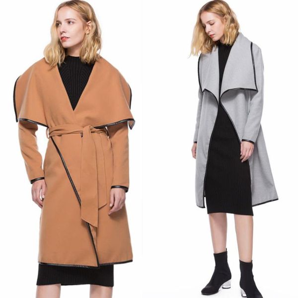 women's trench coats spring and autumn long section double-faced cashmere ladies windbreaker fashion woolen coat slim-fit pu leather ja, Tan;black
women's trench coats spring and autumn long section double-faced cashmere ladies windbreaker fashion woolen coat slim-fit pu leather ja, Tan;black