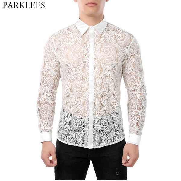 men's fishnet button down shirt long sleeve nightclub style mesh see through dress shirts party event lace sheer blouse 2xl 210522, White;black
men's fishnet button down shirt long sleeve nightclub style mesh see through dress shirts party event lace sheer blouse 2xl 210522, White;black