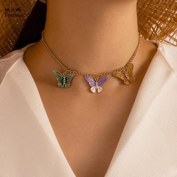 tocona colorful butterfly choker necklace for women trendy gold color alloy chain party jewelry gift drop 15669 pendant necklaces, Silver
tocona colorful butterfly choker necklace for women trendy gold color alloy chain party jewelry gift drop 15669 pendant necklaces, Silver
