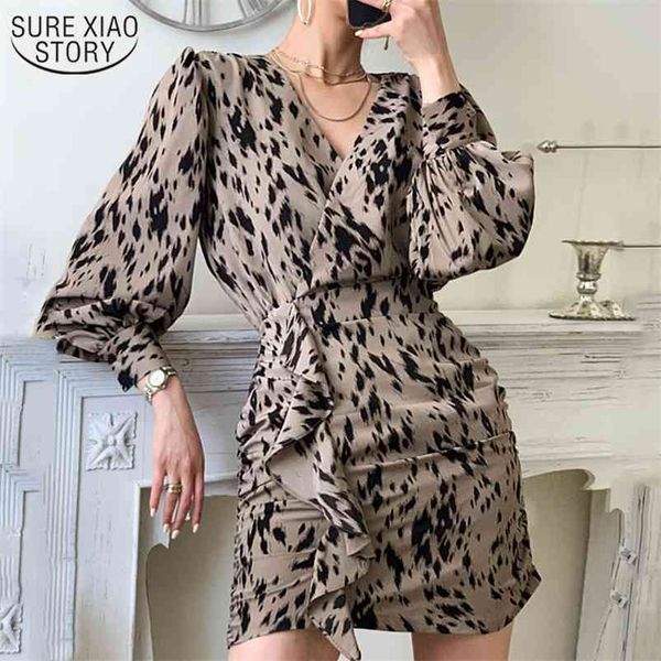 korean chic leopard printed women's dress v-neck lantern long sleeve mature mini with belt vestidos 12907 210508, Black;gray
korean chic leopard printed women's dress v-neck lantern long sleeve mature mini with belt vestidos 12907 210508, Black;gray