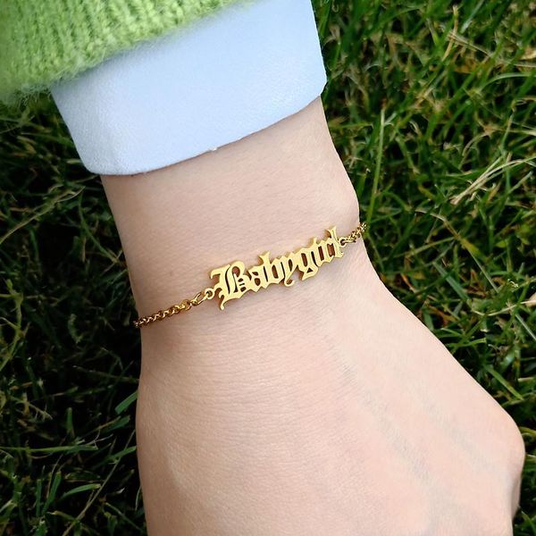 old english letter babygirl bracelets for kid's baby girls gold silver chain pulseras mujer birthday gift girlfriend jewelry bff link,, Black
old english letter babygirl bracelets for kid's baby girls gold silver chain pulseras mujer birthday gift girlfriend jewelry bff link,, Black