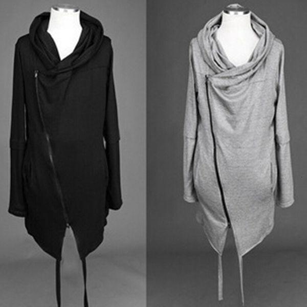 men's sweaters men thin personality inclined zipper hooded cloak nightclub streetwear hoodies mens gothic style hip hop sweatshirt, White;black
men's sweaters men thin personality inclined zipper hooded cloak nightclub streetwear hoodies mens gothic style hip hop sweatshirt, White;black