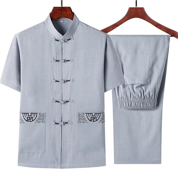 men's tracksuits men traditional chinese clothing set for male tai chi uniforms linen short sleeve embroidery casual costumes, Gray
men's tracksuits men traditional chinese clothing set for male tai chi uniforms linen short sleeve embroidery casual costumes, Gray
