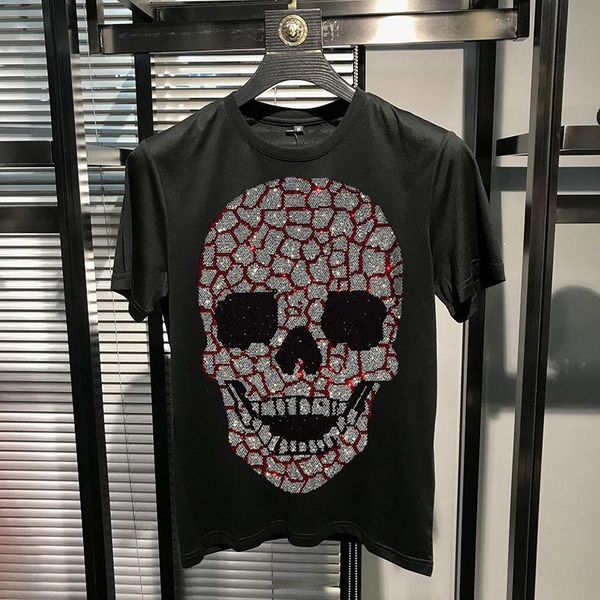 men's t-shirts summer o-neck trend young t-shirt skull drilling casual short sleeved street top, White;black
men's t-shirts summer o-neck trend young t-shirt skull drilling casual short sleeved street top, White;black