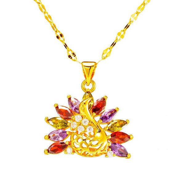 fashion 24k gold color zircon crystal chain necklace for women peacock pendant women's wedding jewelry mothers day gift necklaces, Silver
fashion 24k gold color zircon crystal chain necklace for women peacock pendant women's wedding jewelry mothers day gift necklaces, Silver