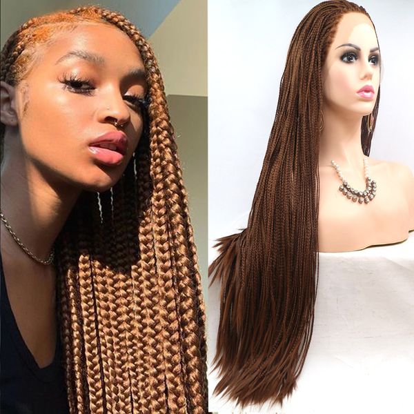 long braided dark brown color high temperature fiber synthetic hair wigs 3x twist braids part made hand for women, Black
long braided dark brown color high temperature fiber synthetic hair wigs 3x twist braids part made hand for women, Black
