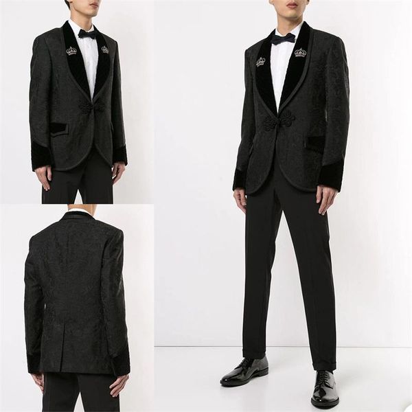 two pieces luxury men suits modern printed black custom made handsome spring fit slim formal business coat+pant men's & blazers, White;black
two pieces luxury men suits modern printed black custom made handsome spring fit slim formal business coat+pant men's & blazers, White;black
