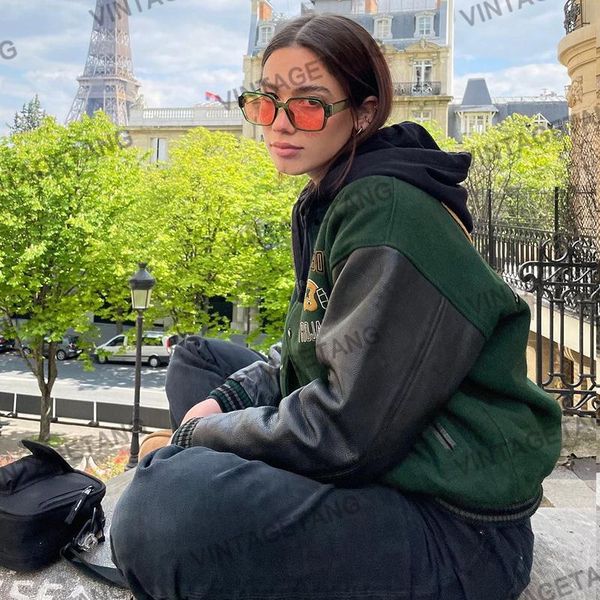 women's jackets b-toto american retro dark green leather jacket baseball uniform female tide ins street 2021 fashion, Black;brown
women's jackets b-toto american retro dark green leather jacket baseball uniform female tide ins street 2021 fashion, Black;brown