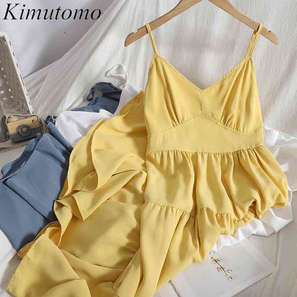 kimutomo sweet girl spaghetti strap dresses spring summer fashion female v-neck slim ruffles solid all-matching vestido 210521, Black;gray
kimutomo sweet girl spaghetti strap dresses spring summer fashion female v-neck slim ruffles solid all-matching vestido 210521, Black;gray