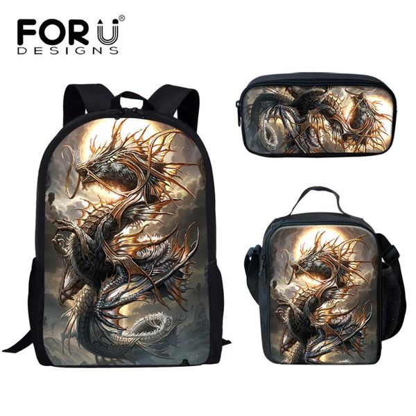 school bags forudesigns cool dragon pattern print backpack fashion schoolbags set for teen boys large bookbags with zipper satchel cartable
school bags forudesigns cool dragon pattern print backpack fashion schoolbags set for teen boys large bookbags with zipper satchel cartable