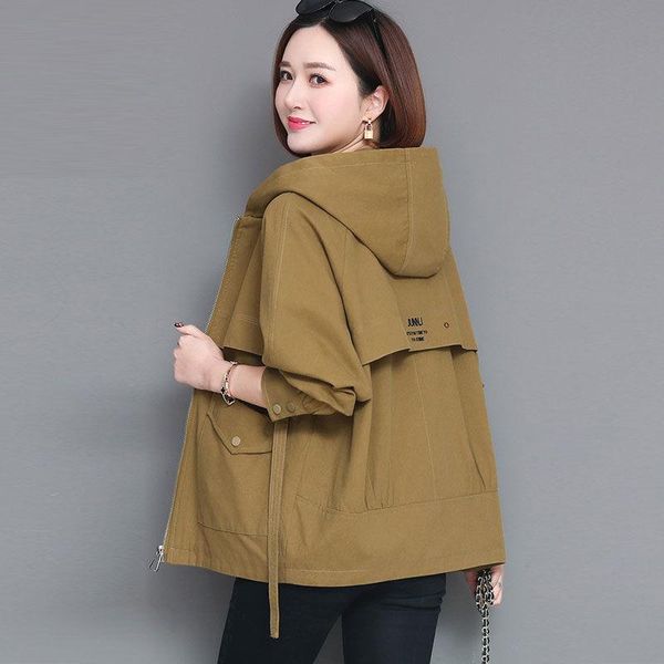 women's coat 2021 spring and autumn fashion loose trench plus size female hooded windbreaker temperament casual coats, Tan;black
women's coat 2021 spring and autumn fashion loose trench plus size female hooded windbreaker temperament casual coats, Tan;black