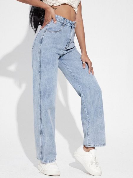 high waist straight leg jeans r40s#, Blue
high waist straight leg jeans r40s#, Blue