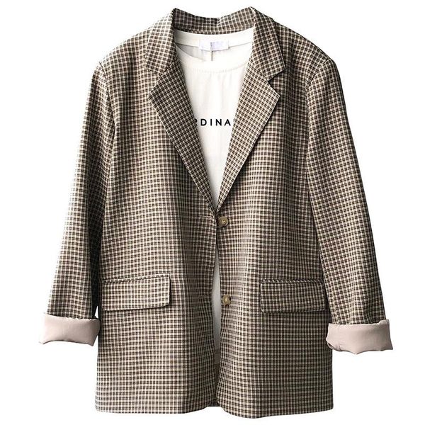 women's jackets retro plaid suit women 2021 autumn korean version loose mid-length coat clothing, Black;brown
women's jackets retro plaid suit women 2021 autumn korean version loose mid-length coat clothing, Black;brown