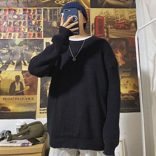men's sweaters vintage sweater men harajuku knitted pullover solid o-neck loose long sleeve winter casual oversized fashion roupa, White;black
men's sweaters vintage sweater men harajuku knitted pullover solid o-neck loose long sleeve winter casual oversized fashion roupa, White;black