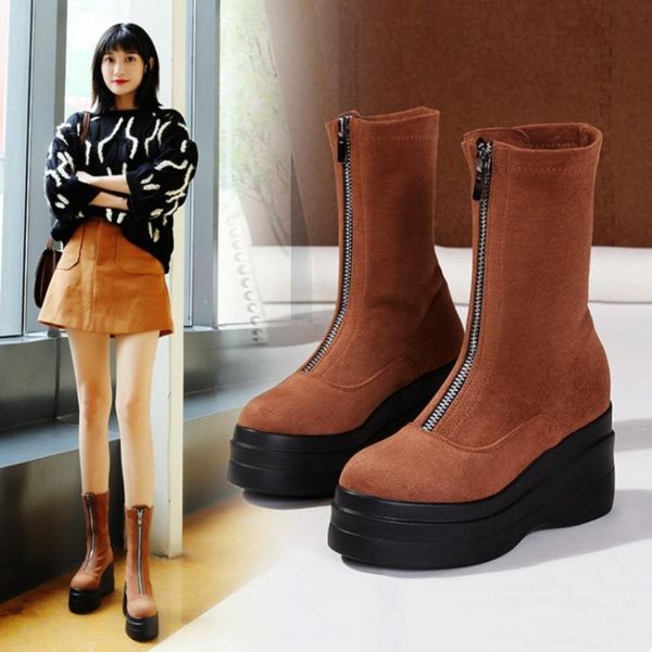 boots 2021 high tube leather women's heel suede platform stage party fashion catwalk 34-39, Black
boots 2021 high tube leather women's heel suede platform stage party fashion catwalk 34-39, Black