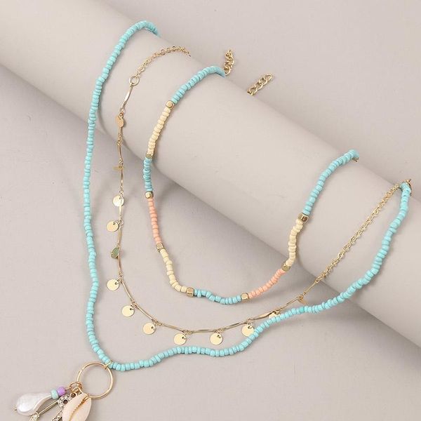 pendant necklaces 3 pcs/set beach style fashion blue glass beaded long nelaces for women bohemian pearl pin gold chain nelace, Silver
pendant necklaces 3 pcs/set beach style fashion blue glass beaded long nelaces for women bohemian pearl pin gold chain nelace, Silver