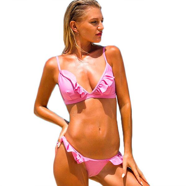 women's swimwear selling bikini set solid bandage swimming suit women ruffles retro padded low waist femme beachwear, White;black
women's swimwear selling bikini set solid bandage swimming suit women ruffles retro padded low waist femme beachwear, White;black