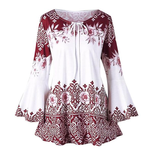 women's t-shirt fashion womens casual blouse plus size samll floral printed flare sleeves o-neck blouses three quarter loose classic t, White
women's t-shirt fashion womens casual blouse plus size samll floral printed flare sleeves o-neck blouses three quarter loose classic t, White