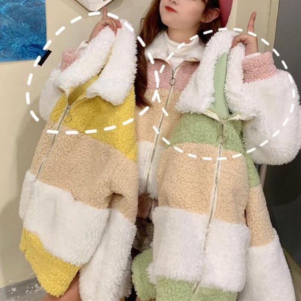 women's hoodies & sweatshirts winter 2021 thickened lamb plush korean version loose zipper stand collar ladies coat casual color matchi, Black
women's hoodies & sweatshirts winter 2021 thickened lamb plush korean version loose zipper stand collar ladies coat casual color matchi, Black