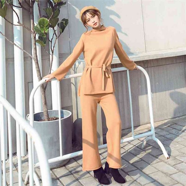 knitting female sweater suit for women two piece set solid pullover half turtleneck long sleeve bandage wide leg pants 210602, White
knitting female sweater suit for women two piece set solid pullover half turtleneck long sleeve bandage wide leg pants 210602, White