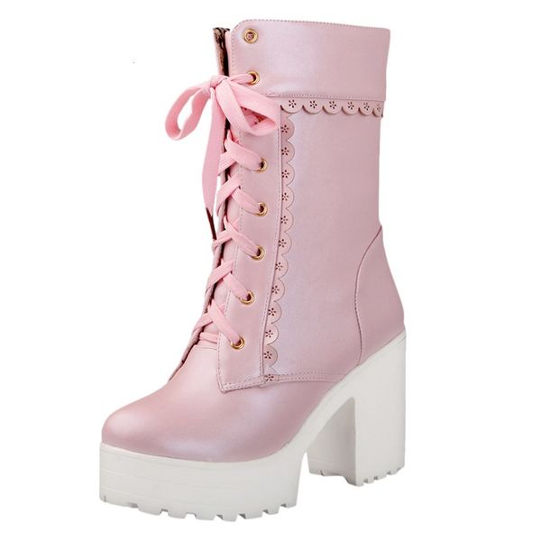 boots pink leather lady platform women's lace tie square heel shoes sweet high motorcycle winter plus size 43 2y5w, Black
boots pink leather lady platform women's lace tie square heel shoes sweet high motorcycle winter plus size 43 2y5w, Black