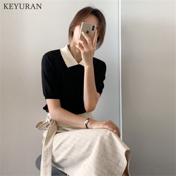 summer korean striped knitted t-shirts women short sleeve turn-down collar fashion office casual female tees t shirts 210812, White;black
summer korean striped knitted t-shirts women short sleeve turn-down collar fashion office casual female tees t shirts 210812, White;black