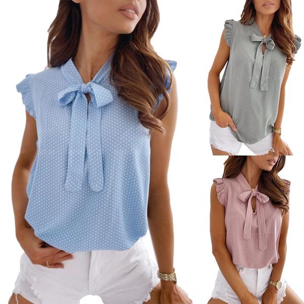 womens office lady sleeveless ruffled edges polka dot neck strap shirt casual blouse x0521, White
womens office lady sleeveless ruffled edges polka dot neck strap shirt casual blouse x0521, White