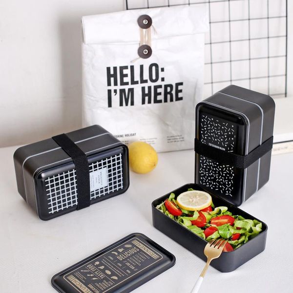 dinnerware sets european style black double-decker bento box lunch nordic with cutlery simple convenient to carry
dinnerware sets european style black double-decker bento box lunch nordic with cutlery simple convenient to carry