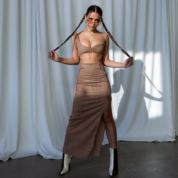 women's swimwear dress summer 2021 ladies bohemian women long up cover brown one shoulder checked vest split skirt suit plaid polyester, White;black
women's swimwear dress summer 2021 ladies bohemian women long up cover brown one shoulder checked vest split skirt suit plaid polyester, White;black
